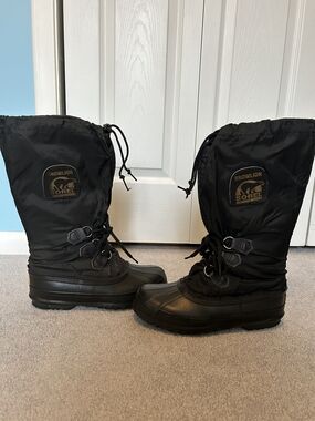 Sorel Snow Lion Black Insulated Winter Boots Size 7